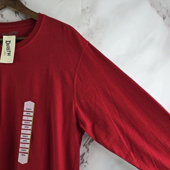 Duluth T Shirt Men Small Red Long Sleeve Heavyweight Cotton Longtail Crew - Picture 11 of 11